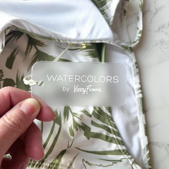 Watercolors by Kenny Flowers One Piece Swimsuit Palm Print Strappy NWT MSRP $158 - Picture 2 of 6